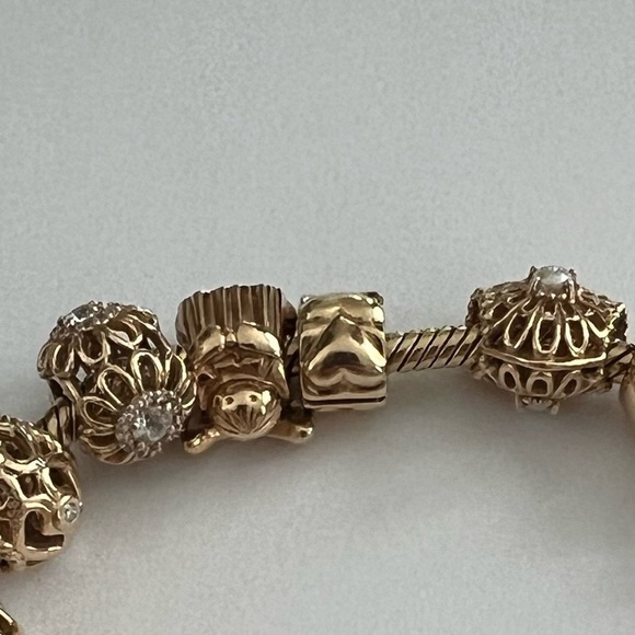 New (2) Pandora 14k Yellow Gold Heart Clip Charm - 750243 (set of 2) plus GIFT - Picture 3 of 7